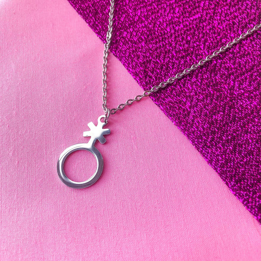 Non binary symbol stainless steel necklace Leftbians