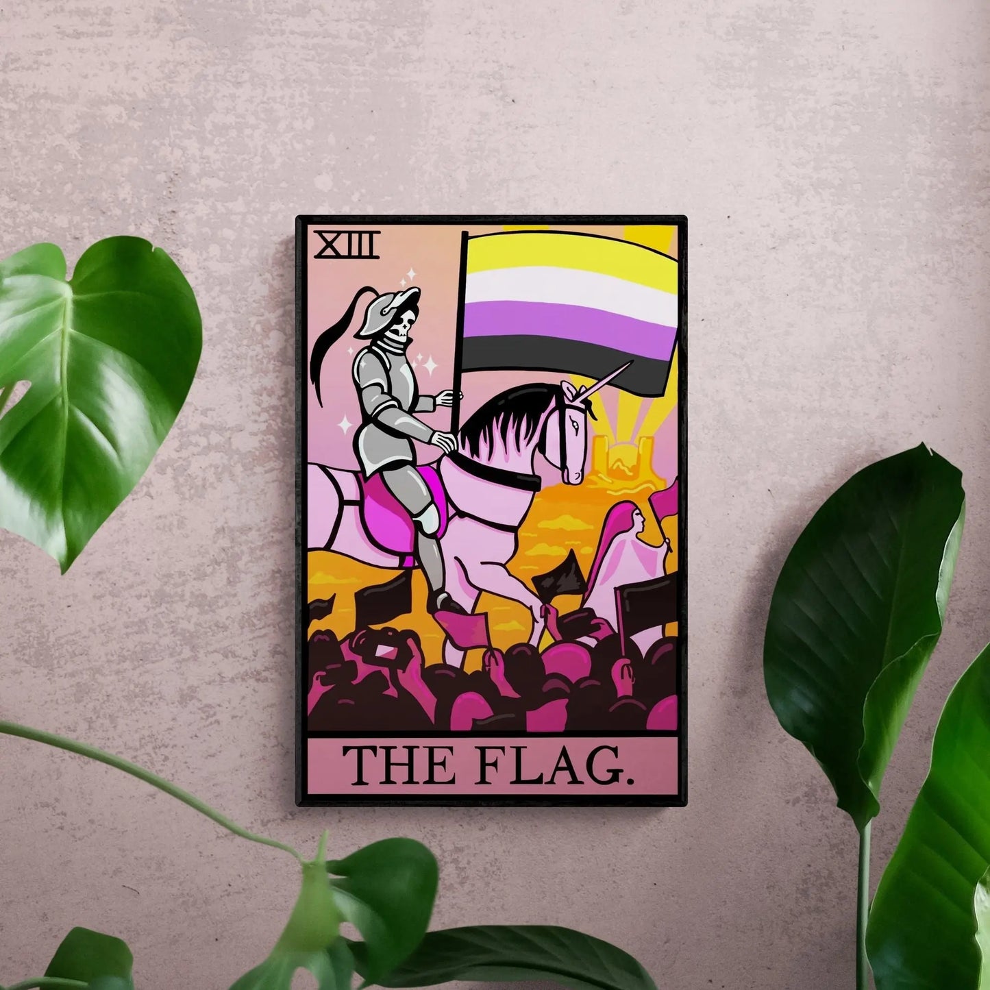 Non binary pride flag tarot card wall art Leftbians