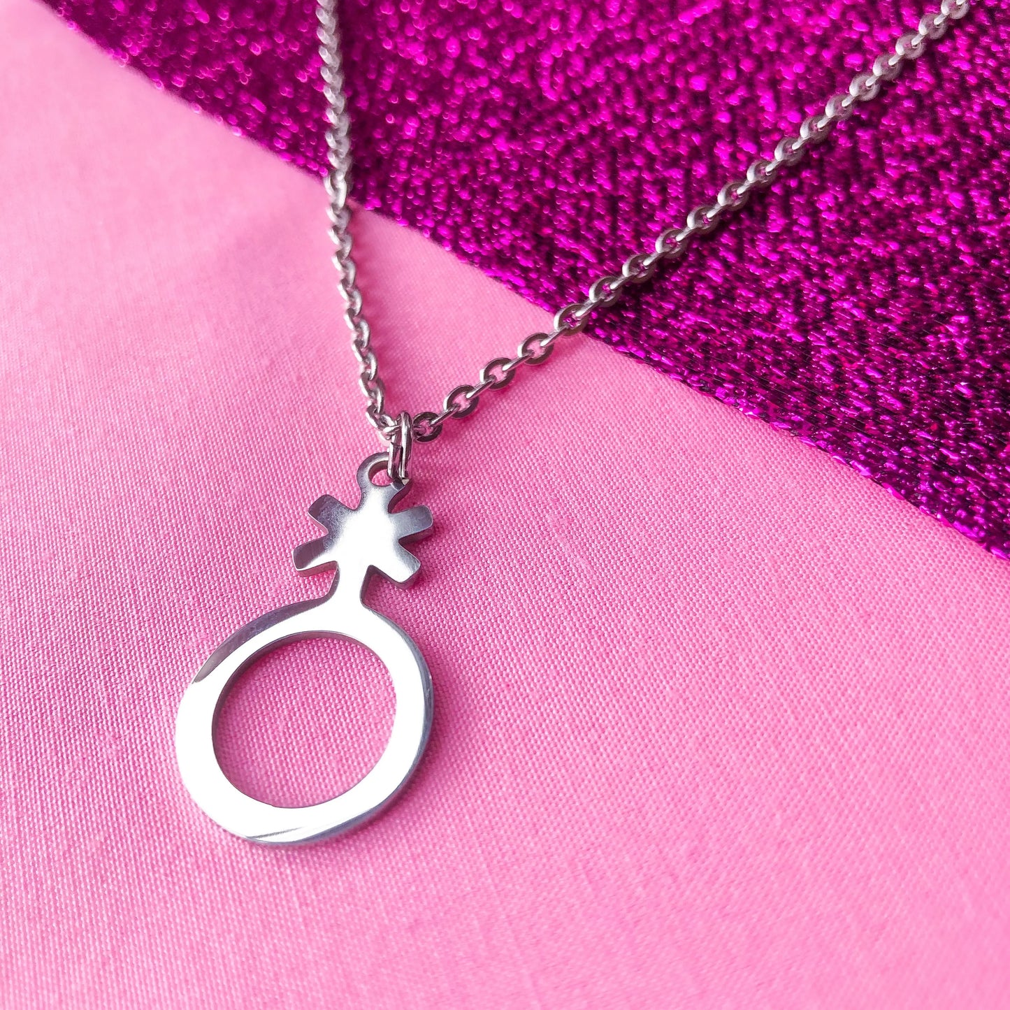 Non binary symbol stainless steel necklace Leftbians