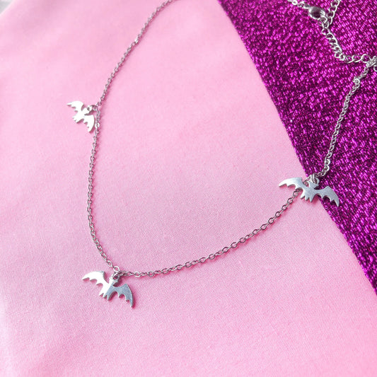 Three bat charm halloween necklace Leftbians