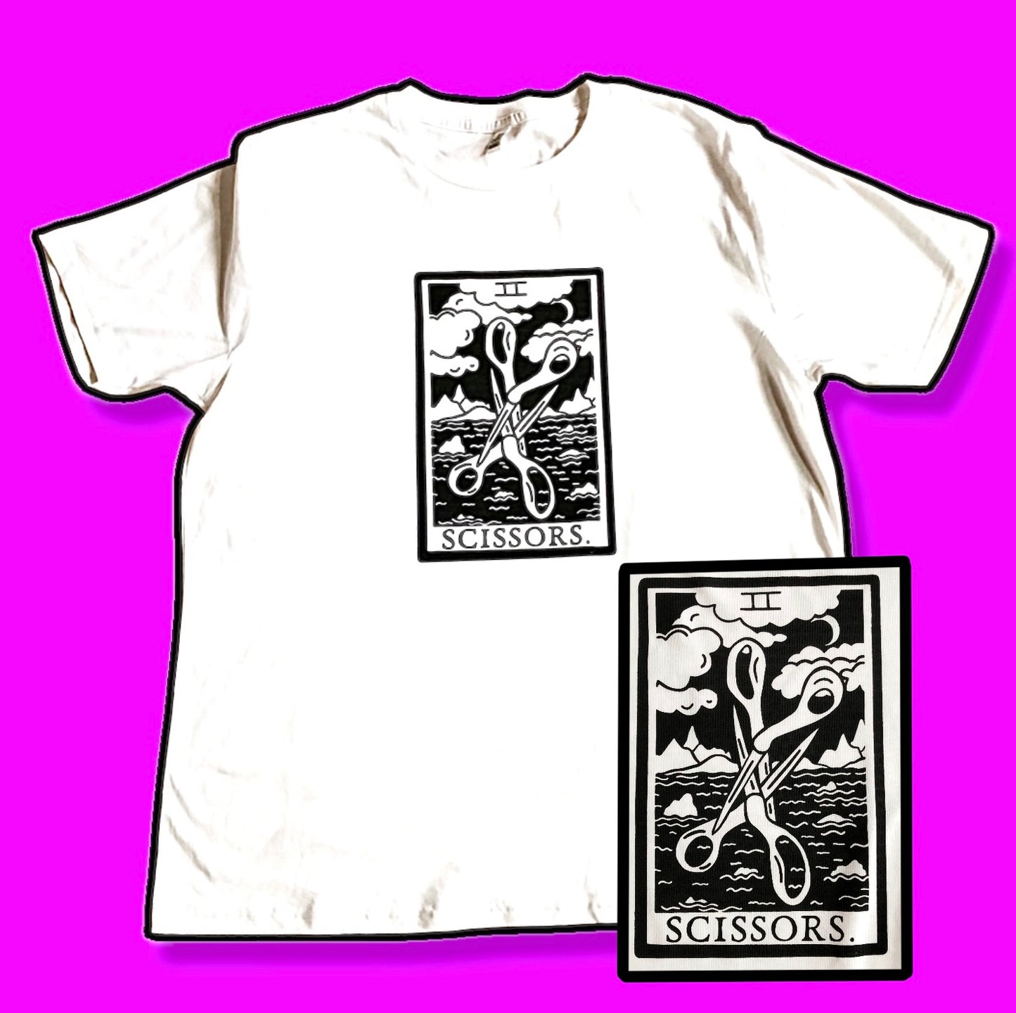 Scissors tarot card white T-shirt