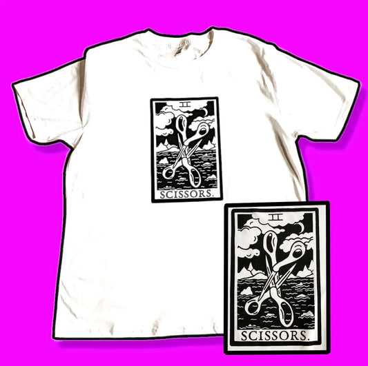 Scissors tarot card white T-shirt Leftbians