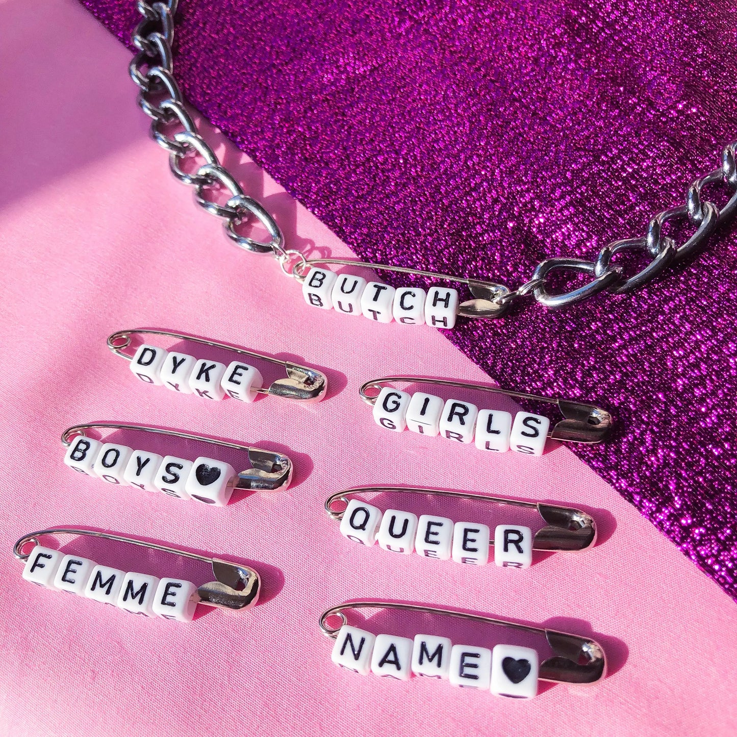 Safety Pin customisable chain necklace Leftbians