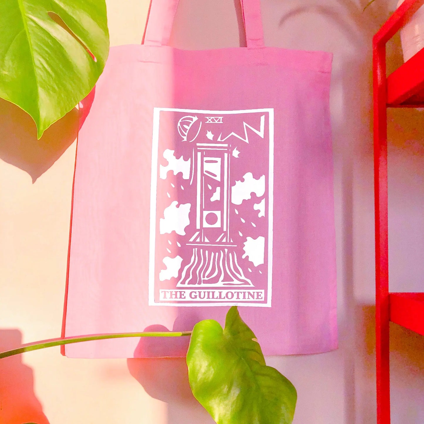 'The Guillotine' tarot card Tote bag in Pink Leftbians