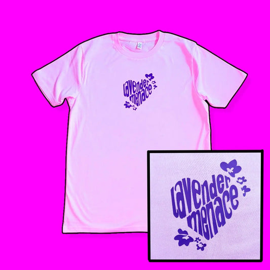 Lavender Menace baby pink T-shirt Leftbians