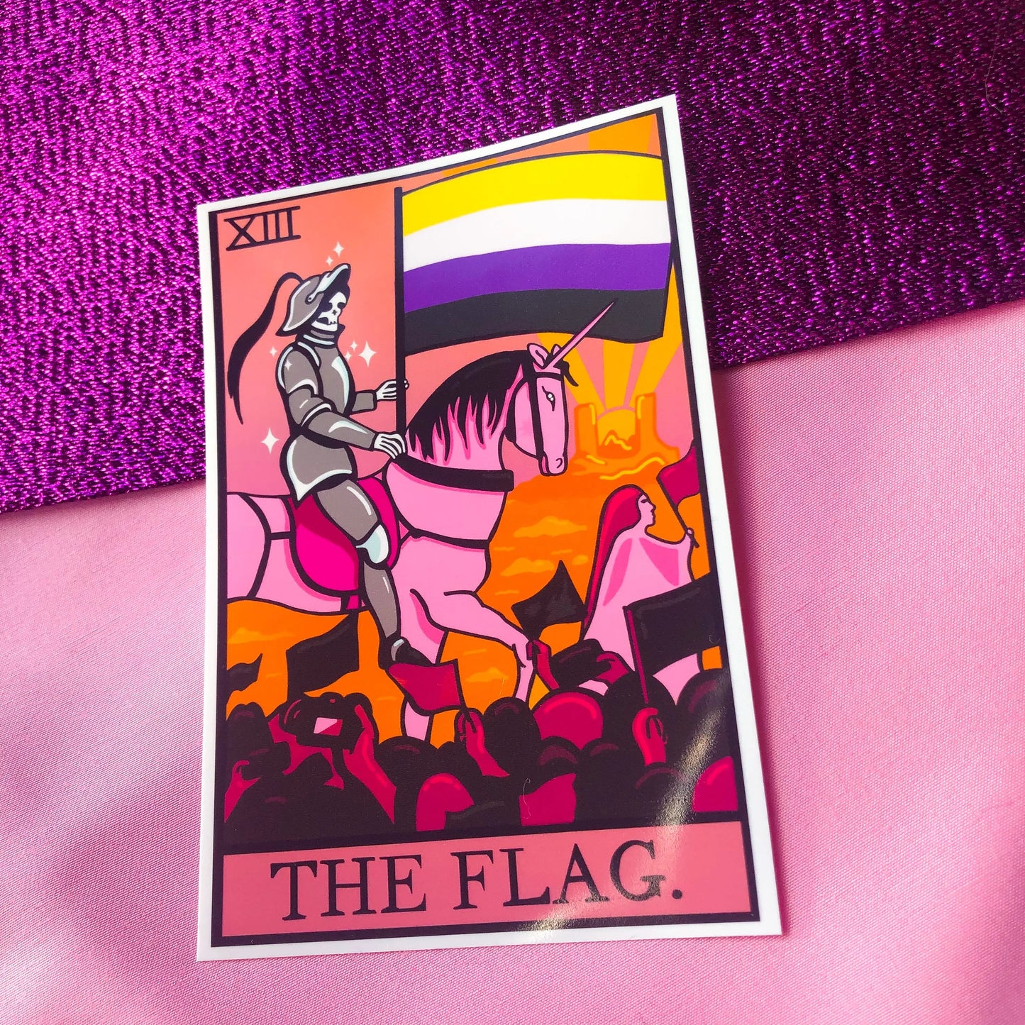 Non binary pride flag tarot card sticker Leftbians