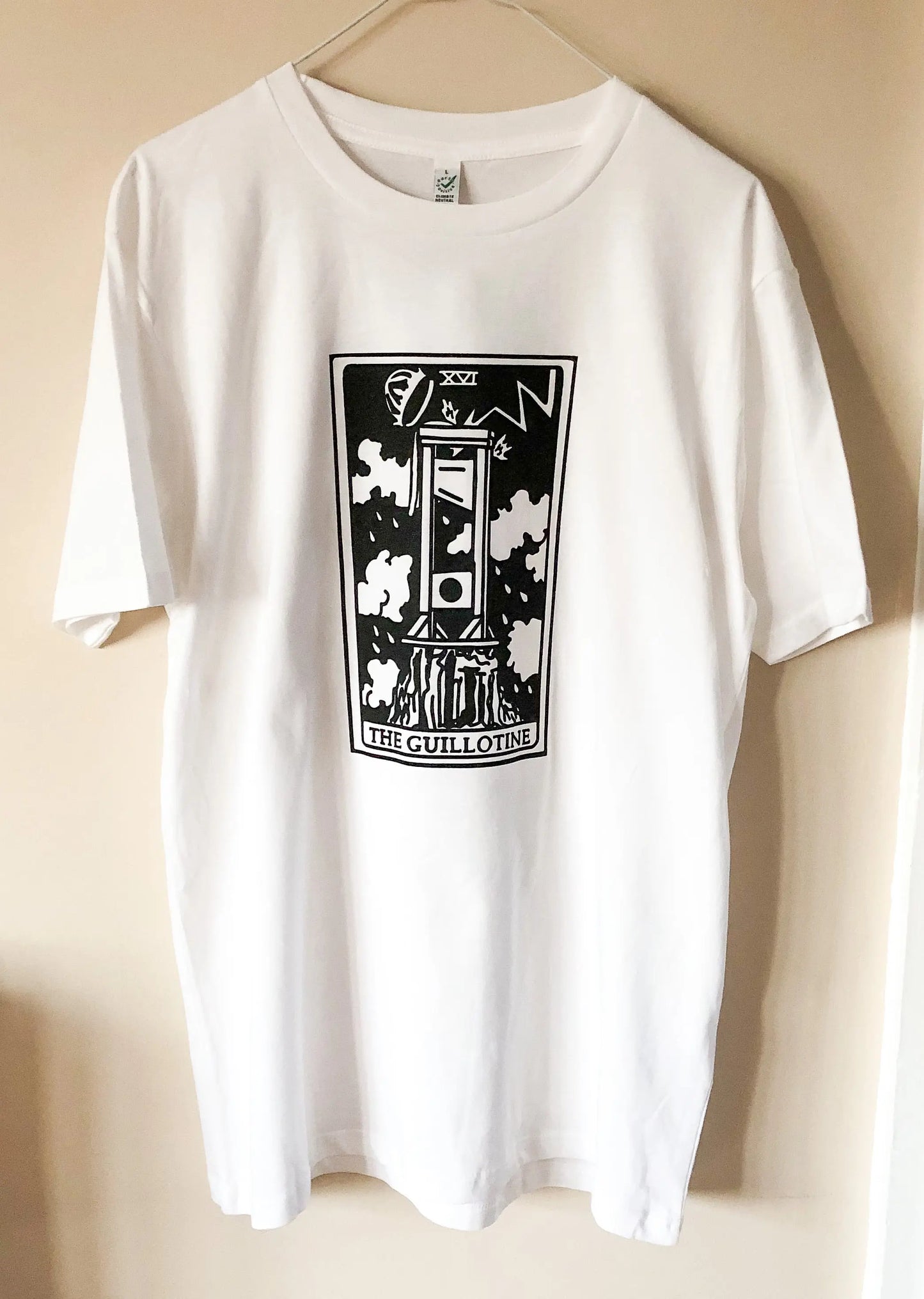 The GUILLOTINE, tarot card white T-shirt Leftbians