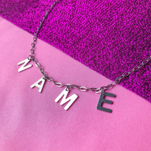Custom personalised NAME or WORD necklace, 100% stainless steel Leftbians