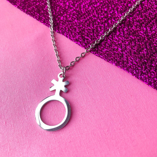Non binary symbol stainless steel necklace Leftbians