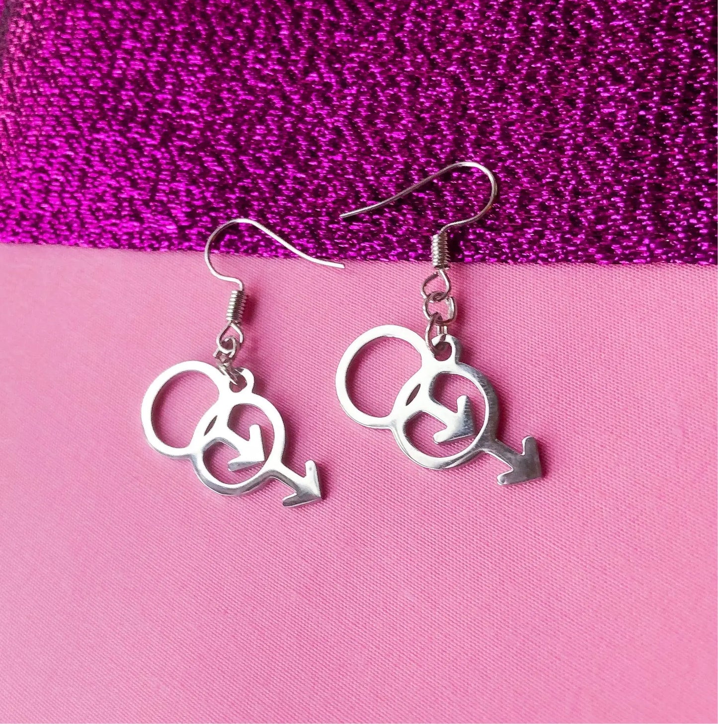Double Mars stainless steel symbol earrings Leftbians