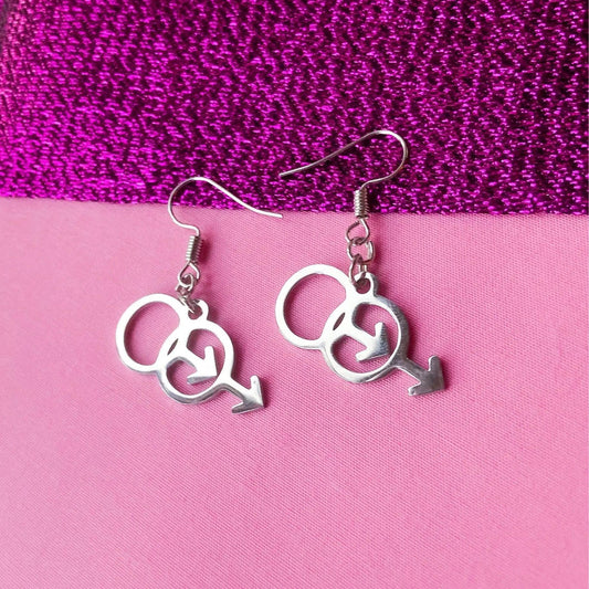 Double Mars stainless steel symbol earrings Leftbians