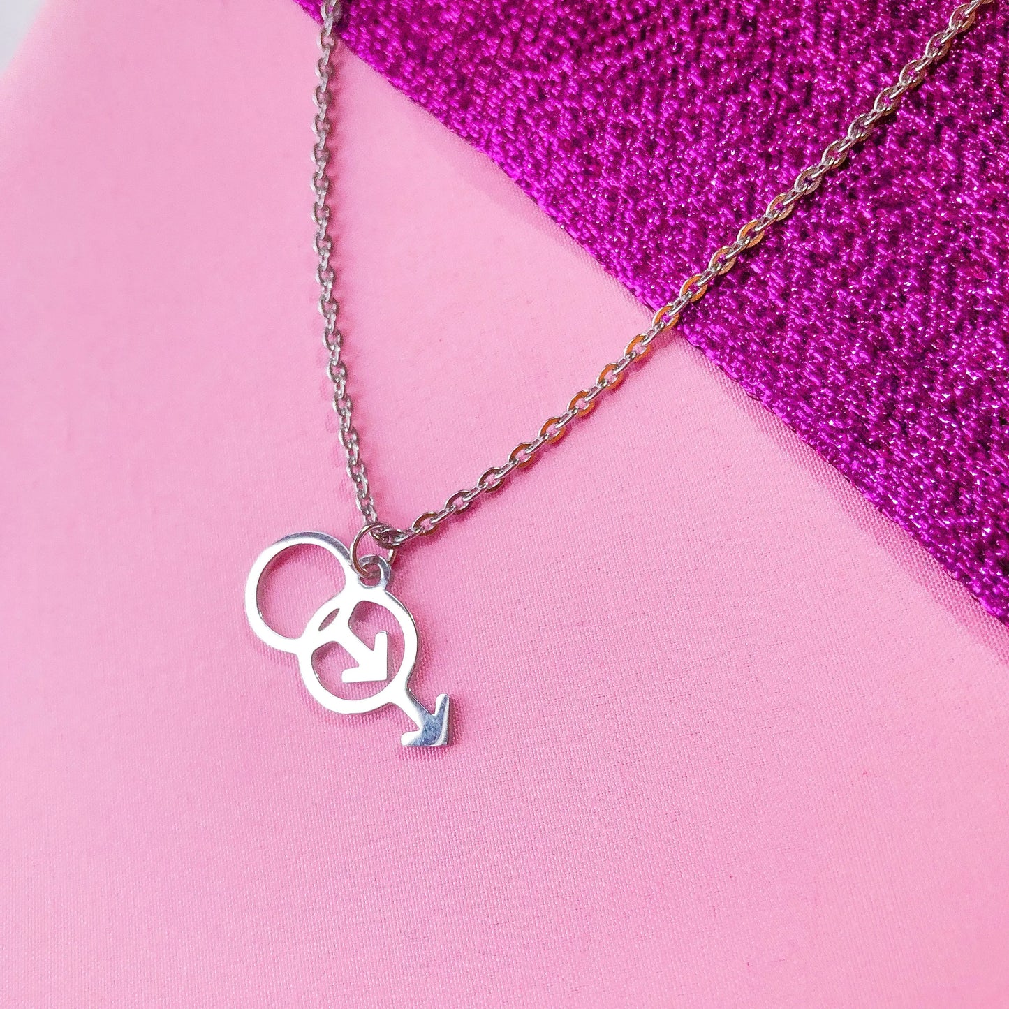 Double Mars symbol stainless steel necklace Leftbians