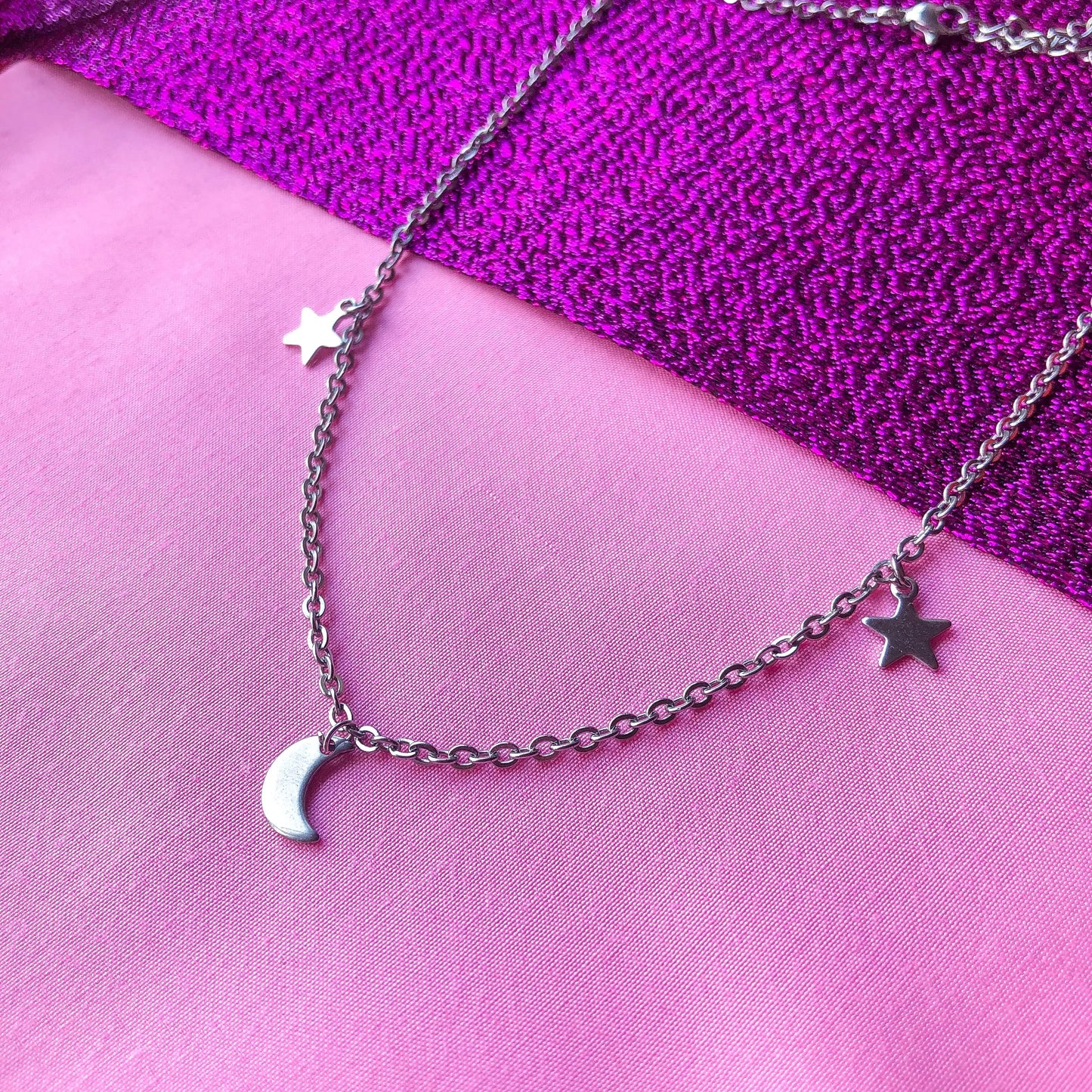 Moon and Stars charm necklace. Leftbians