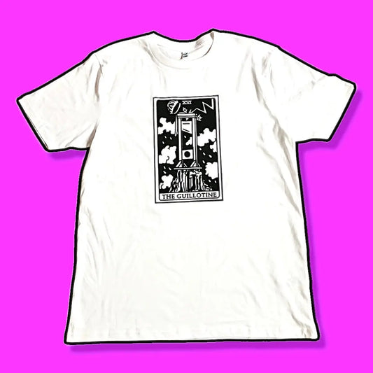 The GUILLOTINE, tarot card white T-shirt Leftbians