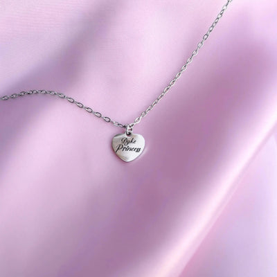 Dyke Princess love heart engraved necklace in 304 stainless steel Leftbians
