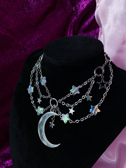 Moon and star celestial whimisgoth handmade necklace