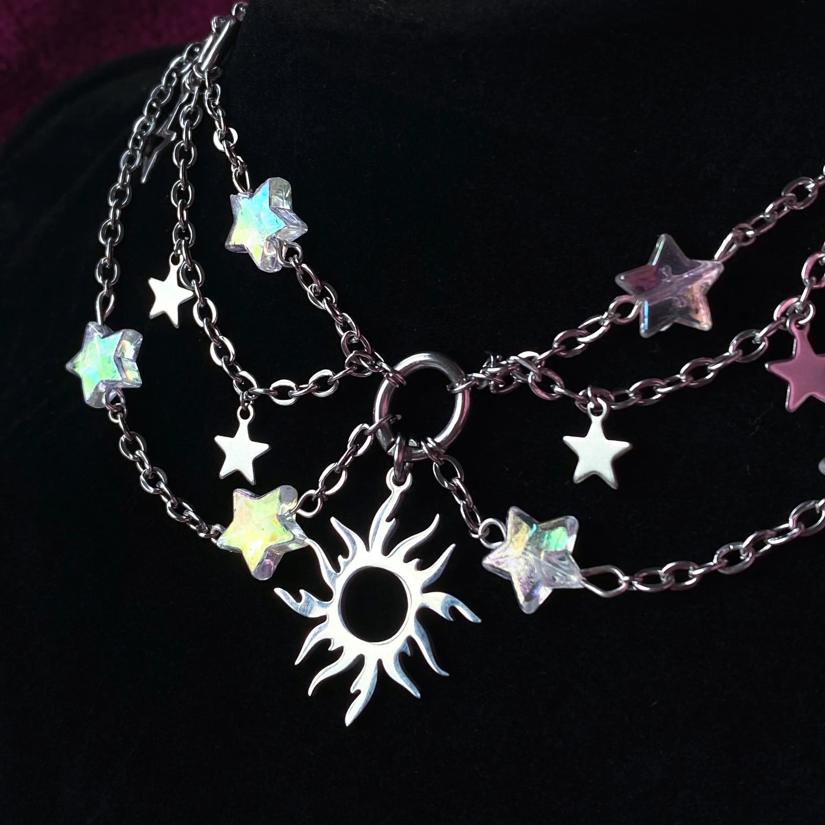 Sun and star celestial whimisgoth handmade necklace Leftbians
