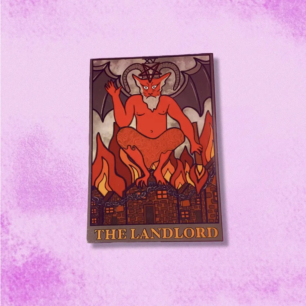 The landlord tarot card sticker, The Devil. Leftbians