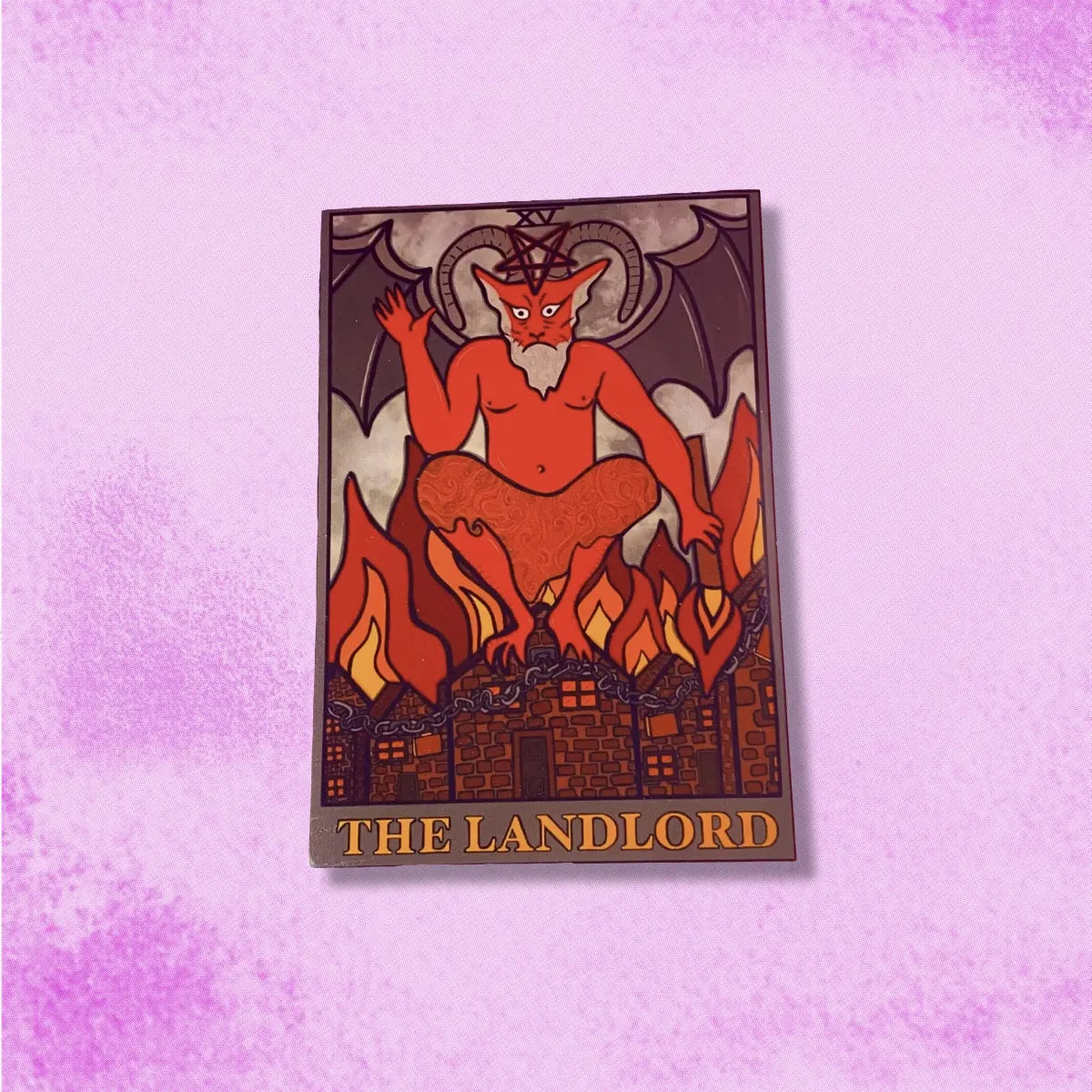The landlord tarot card sticker, The Devil. Leftbians