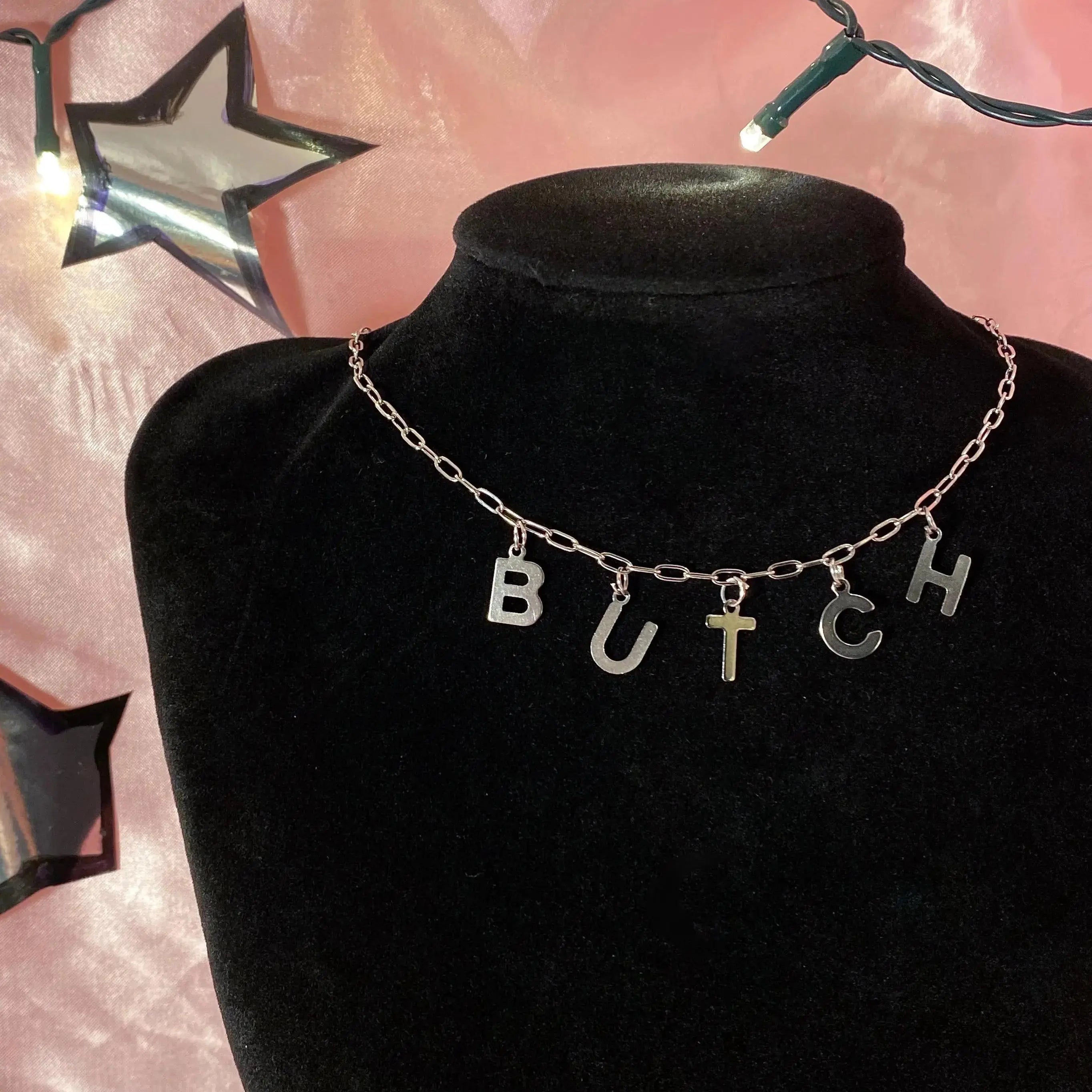 BUTCH letter necklace, 100% stainless steel Leftbians