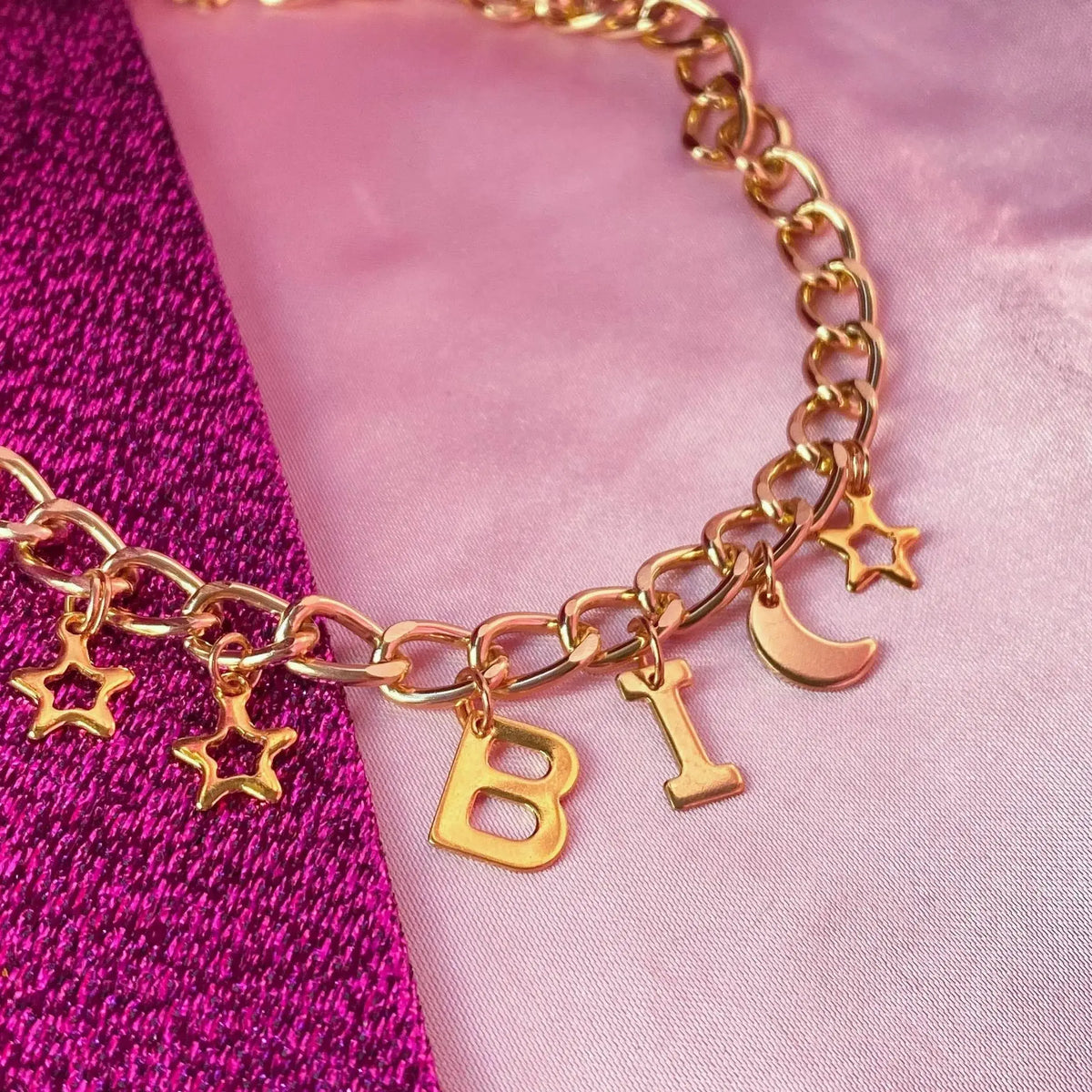 BI gold colour letter charm necklace Leftbians