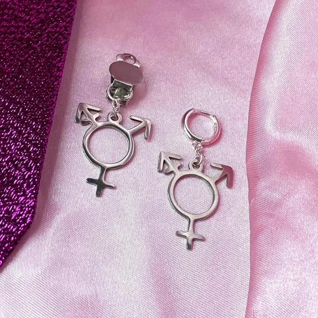 Transgender symbol stainless steel earrings Leftbians