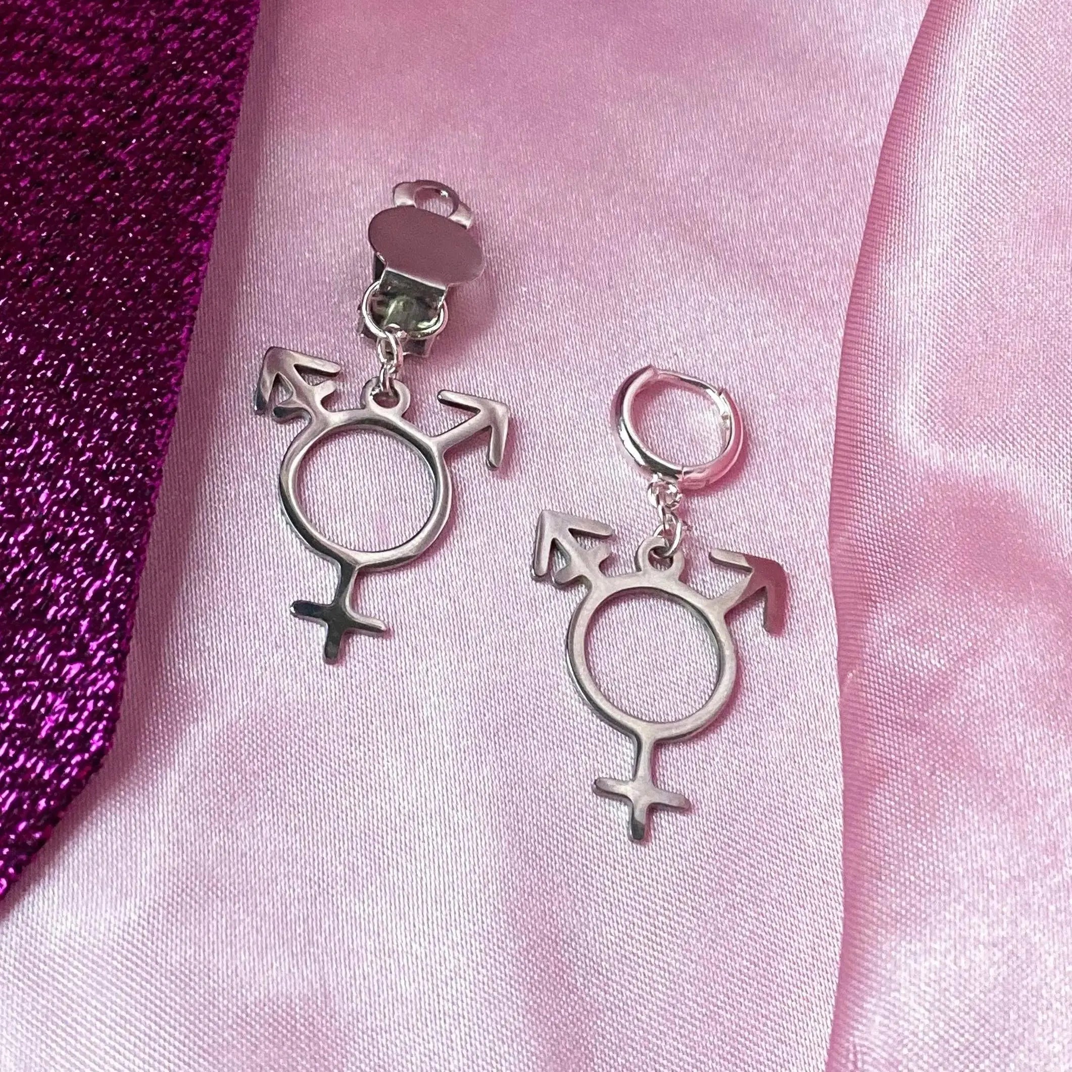 Transgender symbol stainless steel earrings Leftbians