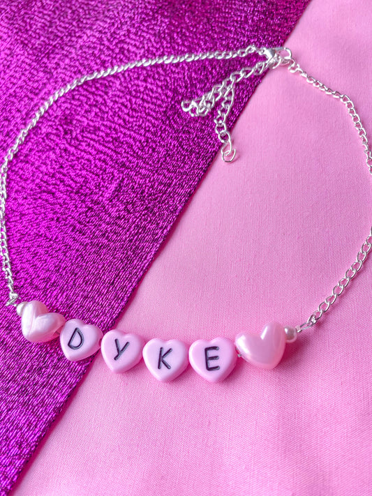 Pink Dyke love heart letter bead necklace