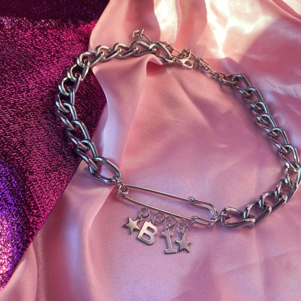 BI kilt pin chunky chain choker necklace Leftbians
