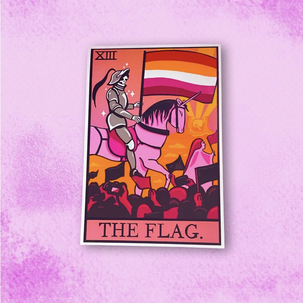 Lesbian flag tarot card sticker. Leftbians
