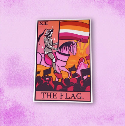 Lesbian flag tarot card sticker. Leftbians
