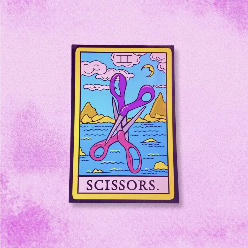 Scissors sticker, lesbian pride tarot card sticker Leftbians