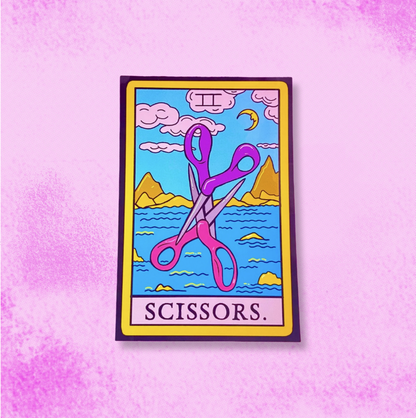 Scissors sticker, lesbian pride tarot card sticker