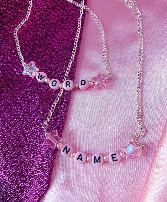 Pink letter bead customisable NAME or WORD necklace