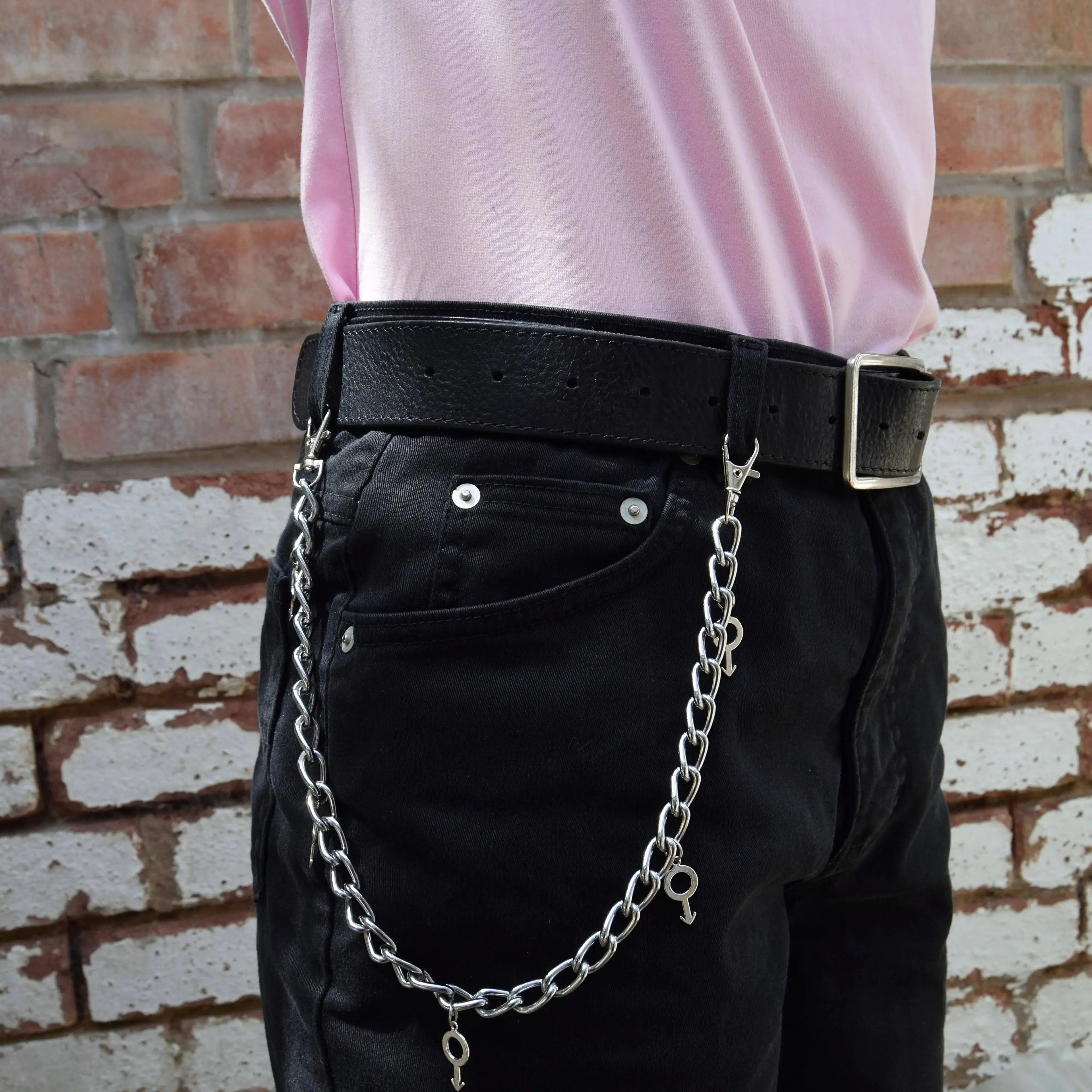 Jean chain with multiple mars symbol charms Leftbians