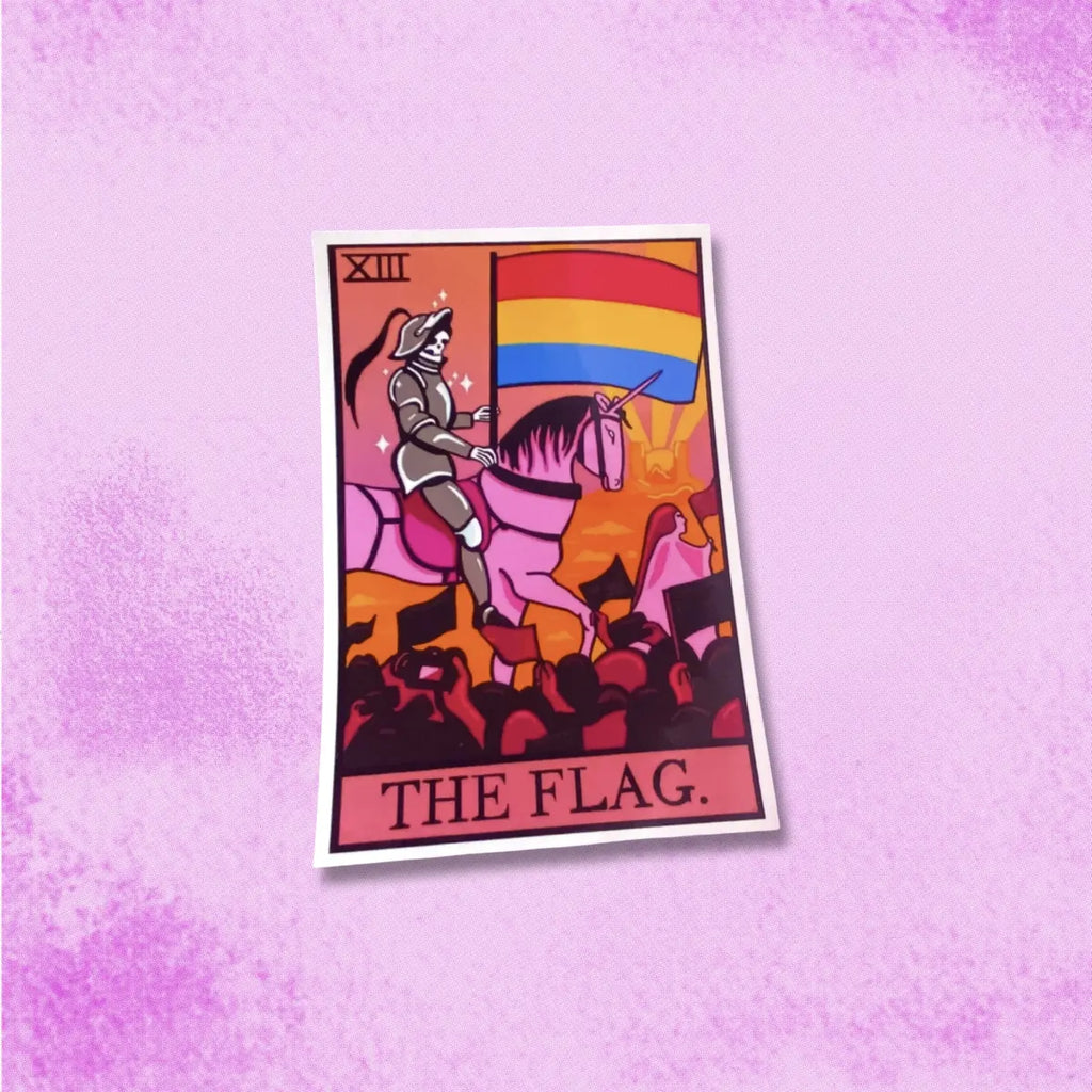 Pansexual pride flag tarot card sticker Leftbians