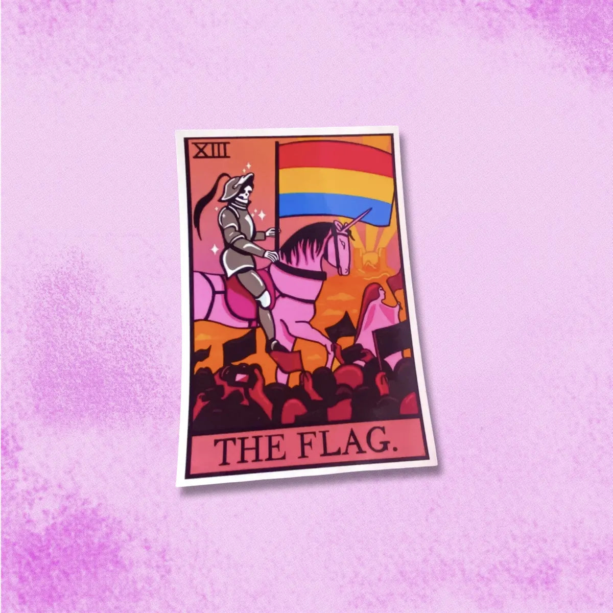 Pansexual pride flag tarot card sticker Leftbians