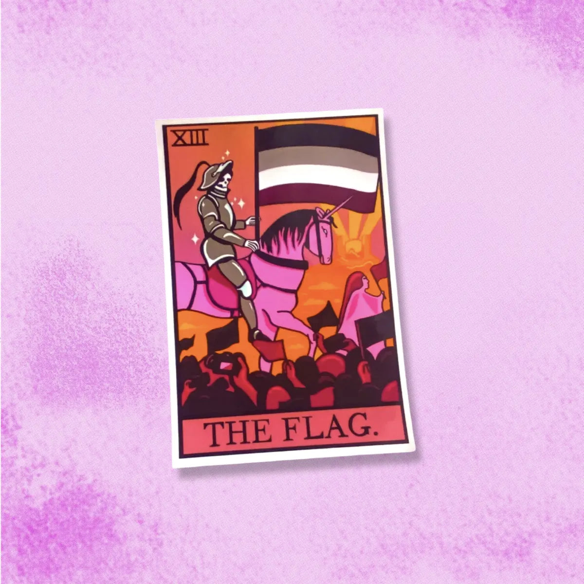 Asexual pride flag tarot card sticker Leftbians