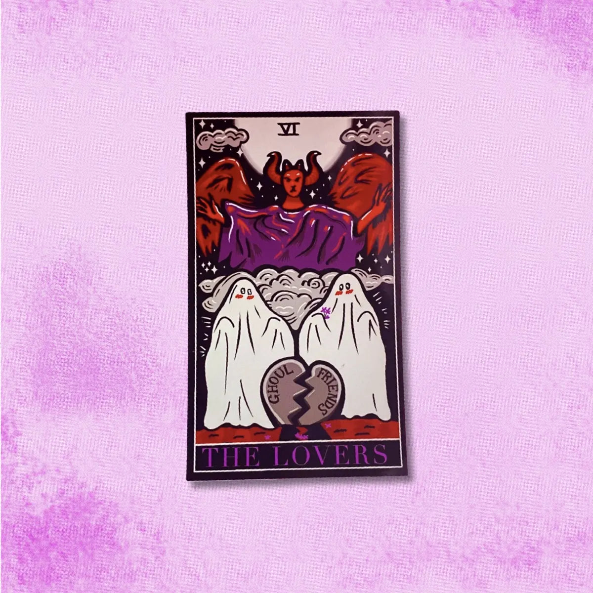 The lovers tarot card sticker, halloween sapphic sticker Leftbians