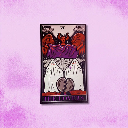 The lovers tarot card sticker, halloween sapphic sticker Leftbians