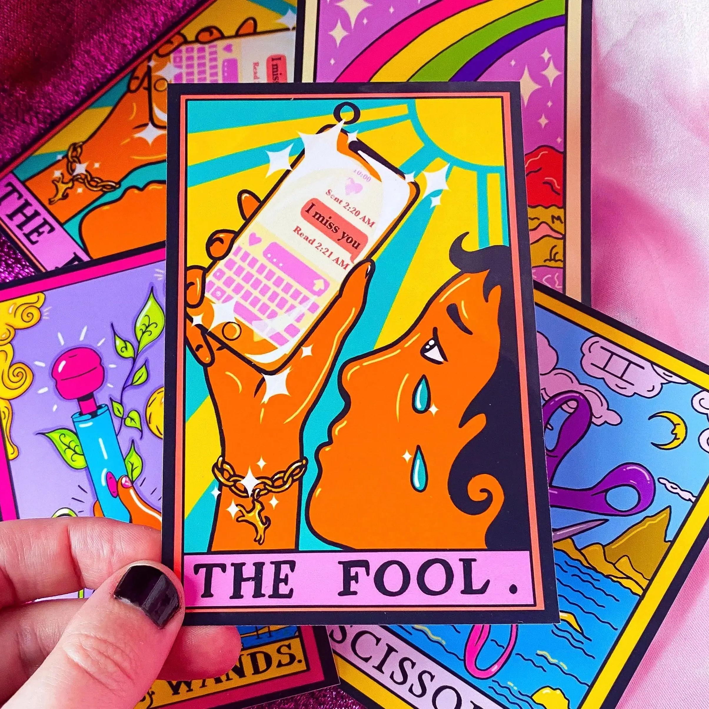 The Fool tarot card sticker Leftbians