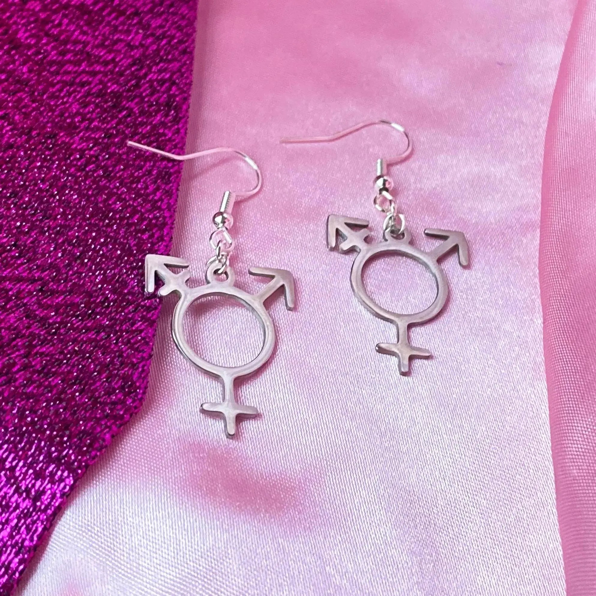 Transgender symbol stainless steel earrings Leftbians
