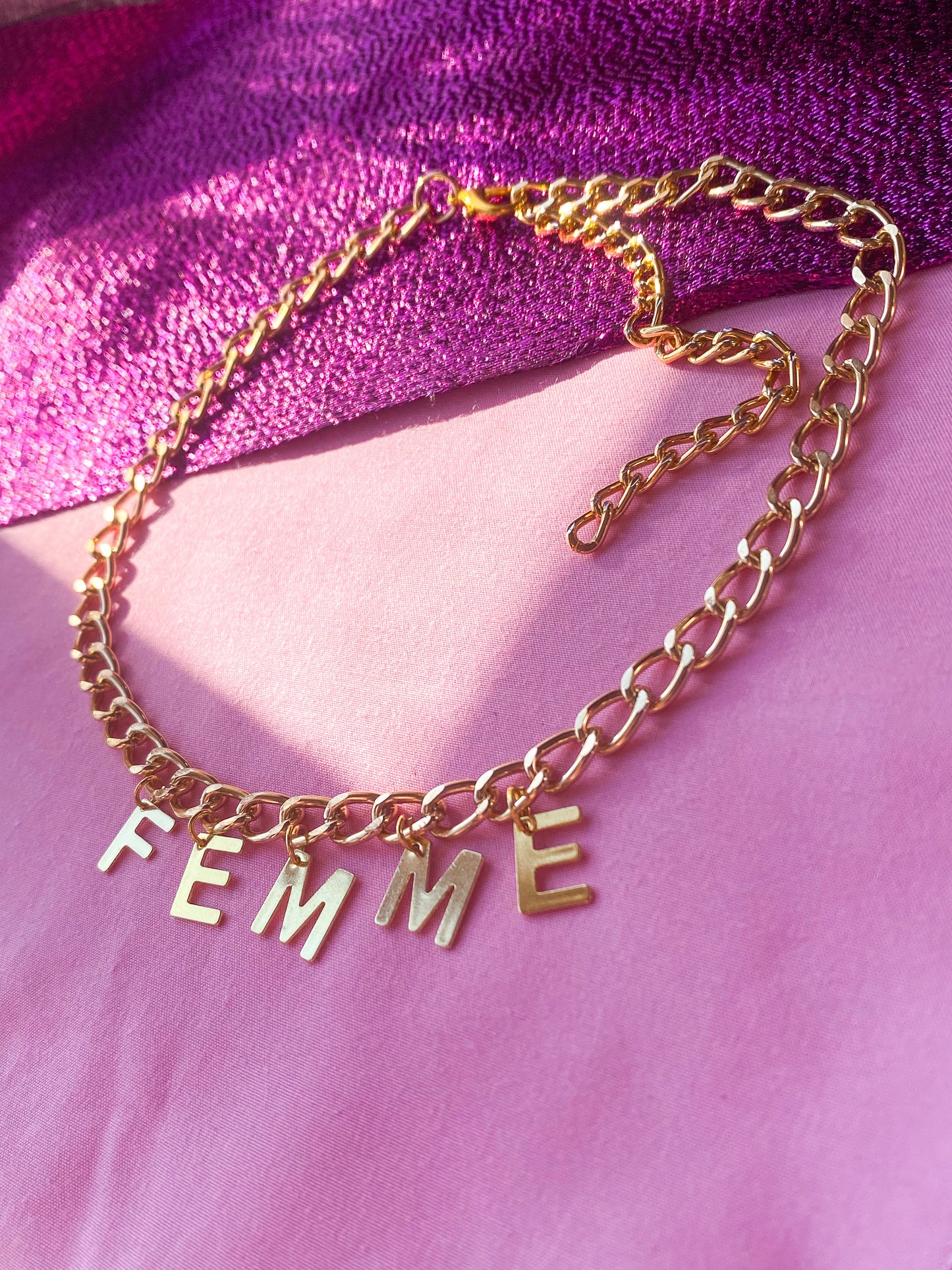 FEMME gold colour letter charm necklace