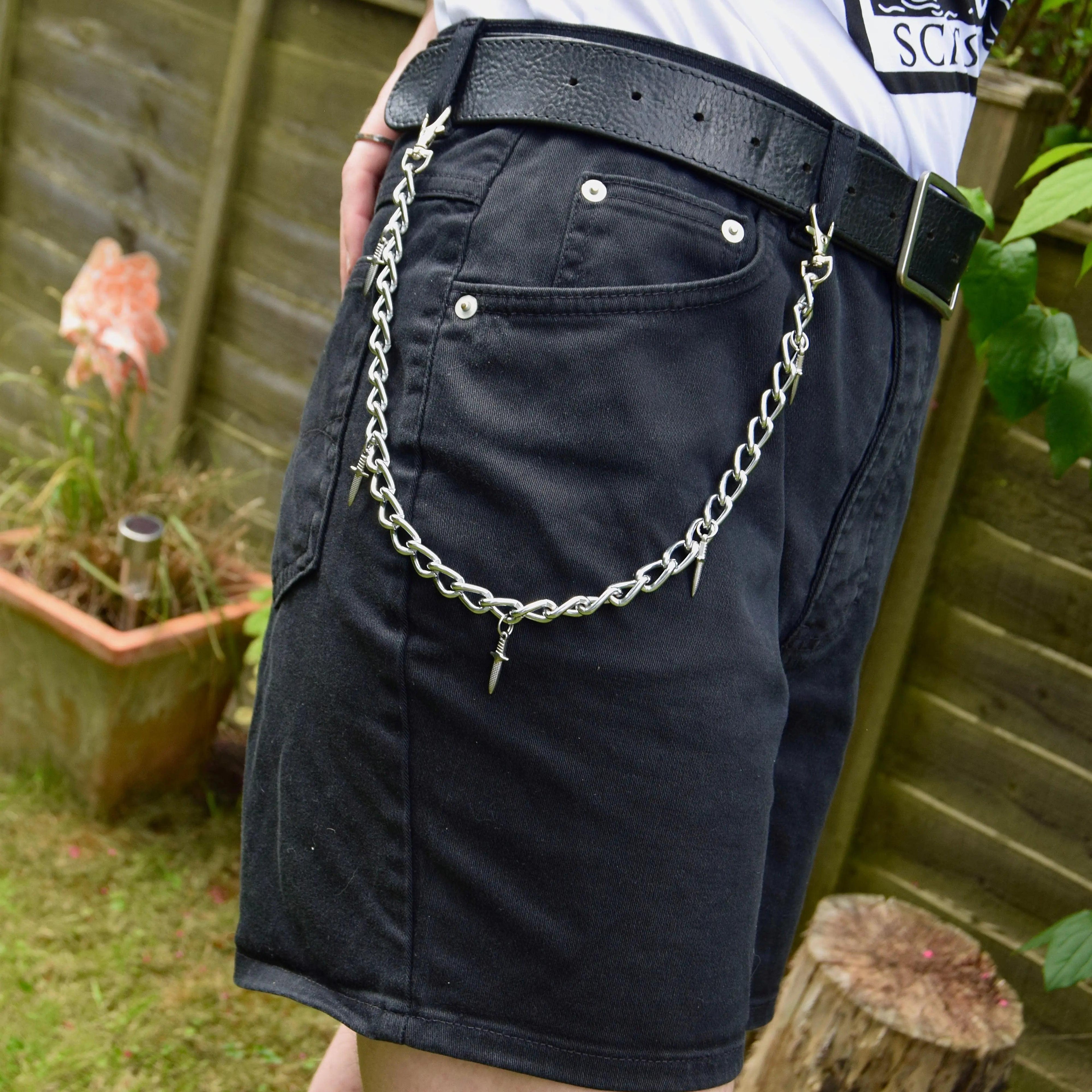 Jean chain with multiple dagger sword charms Leftbians