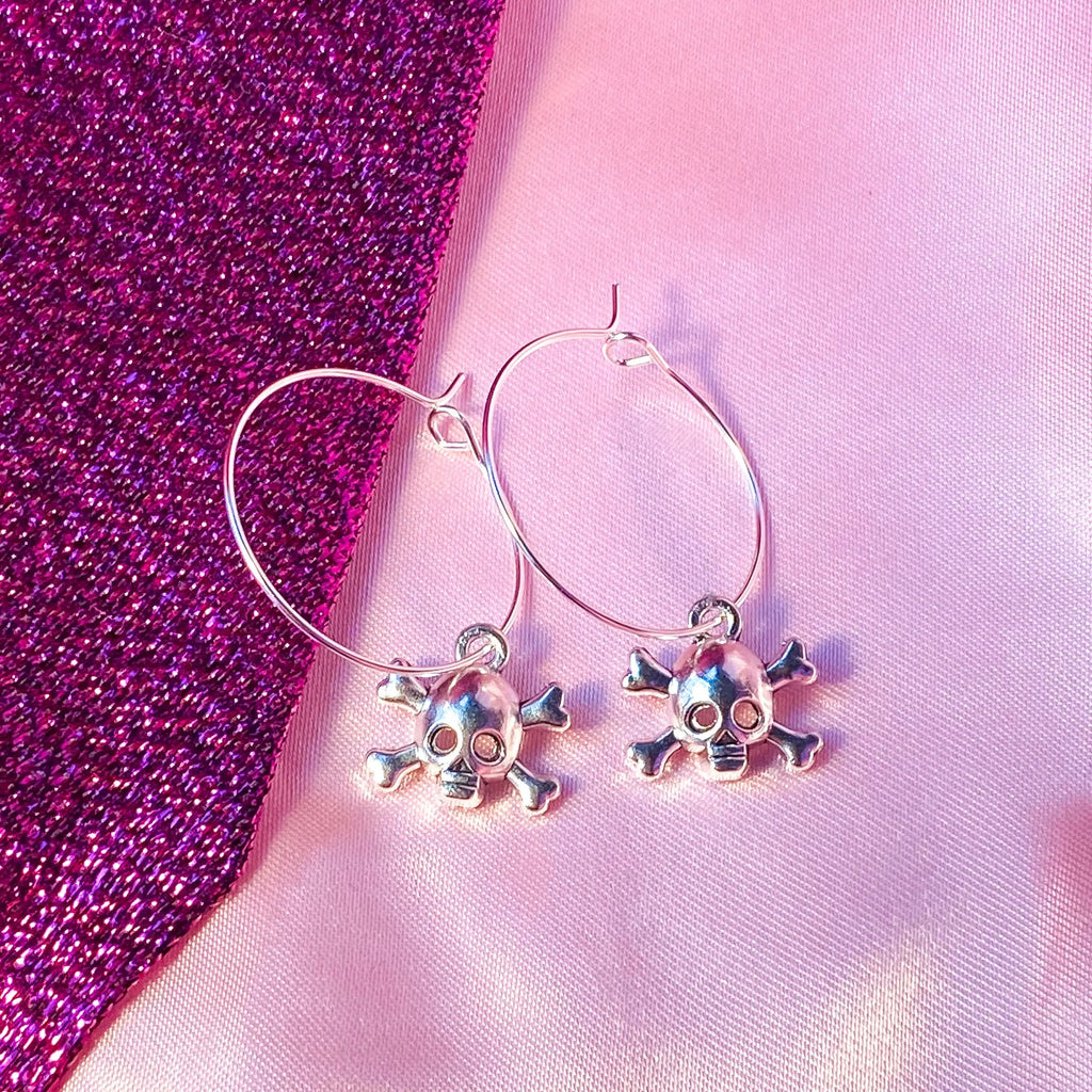Skull hoop earrings, halloween earrings Leftbians