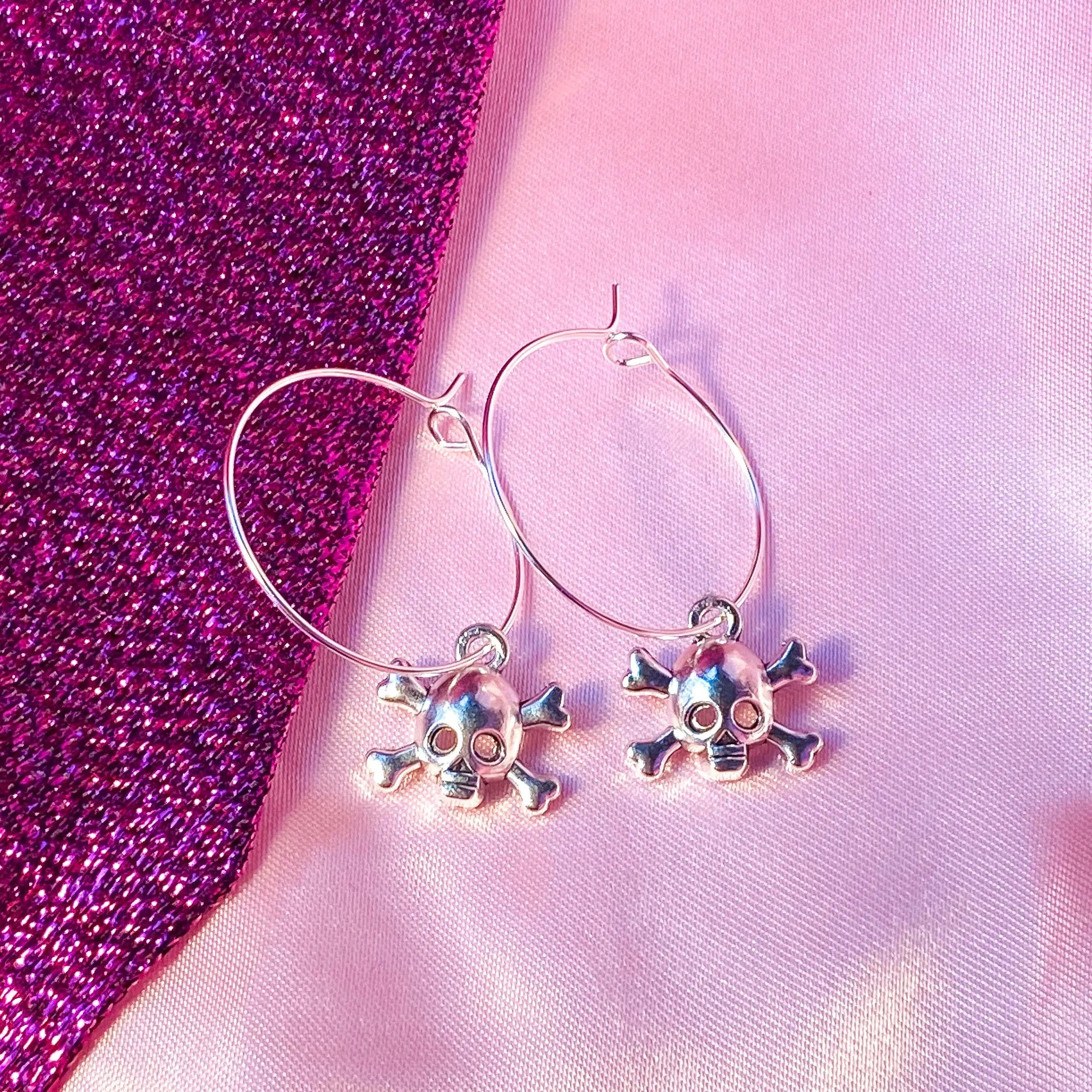 Skull hoop earrings, halloween earrings Leftbians