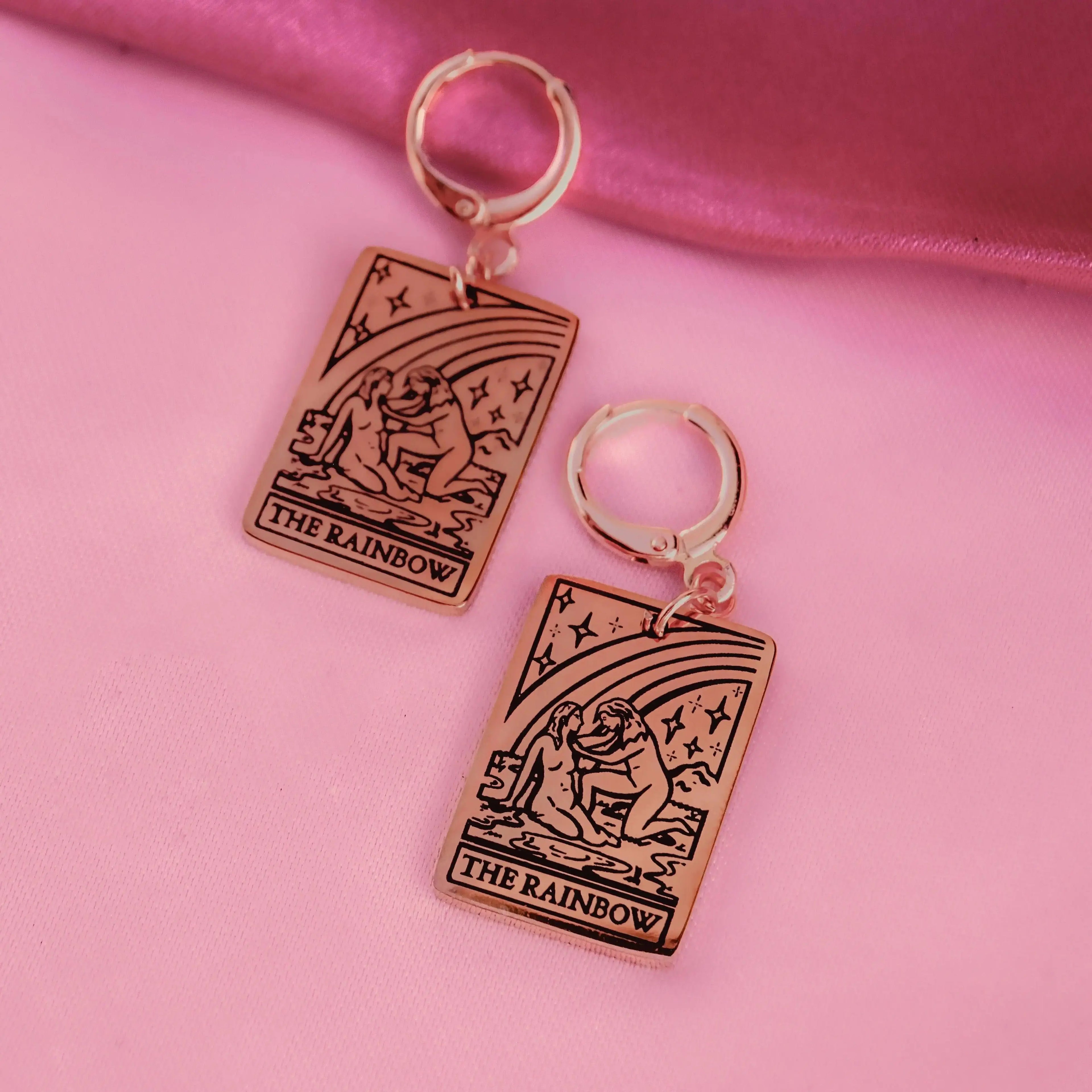 The Rainbow Tarot Card Rose Gold Earrings Leftbians