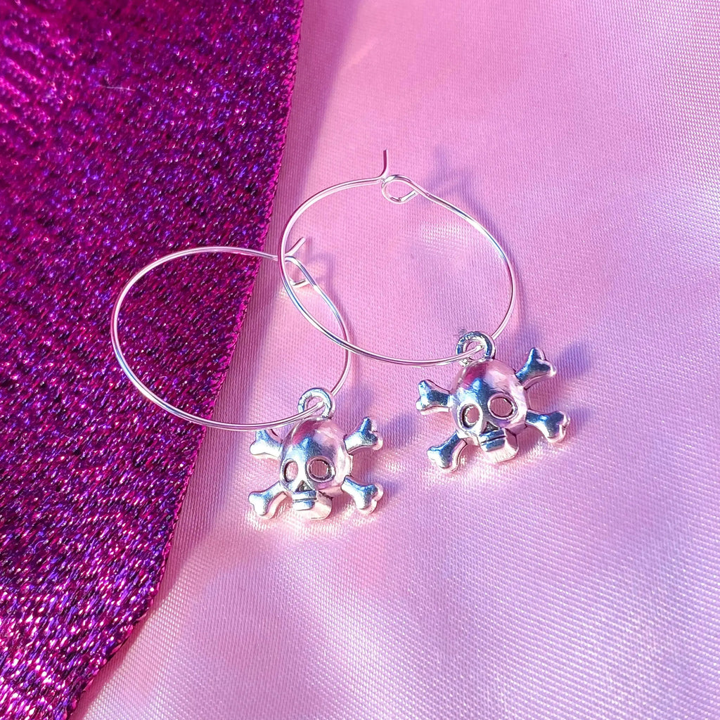 Skull hoop earrings, halloween earrings Leftbians