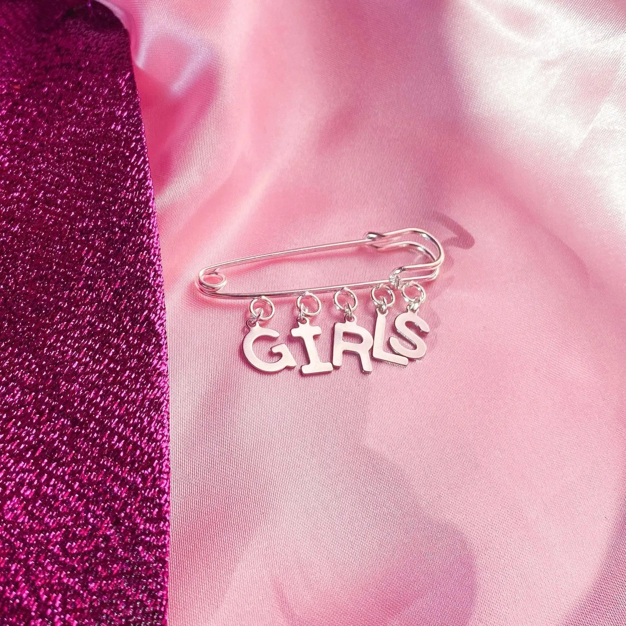 GIRLS letter charm word kilt pin brooch Leftbians