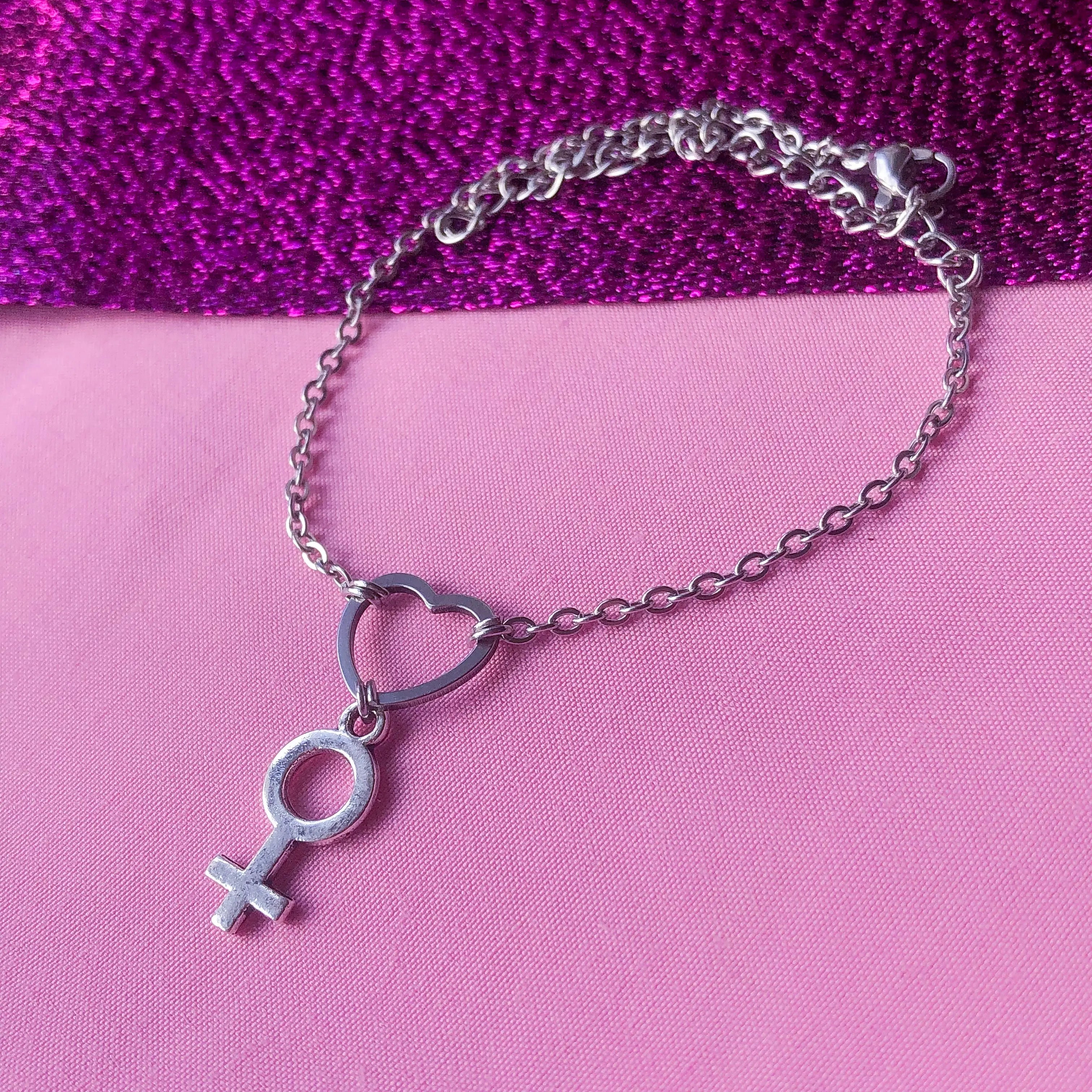 Heart and Venus symbol charm bracelet Leftbians